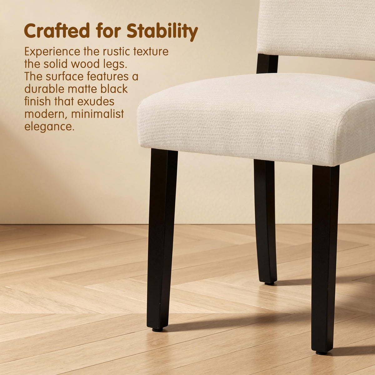 Set of 4, Upholstered Dining Room Chairs, Modern Farmhouse Parsons Chairs with Solid Wood Legs & Fabric Padded Seat