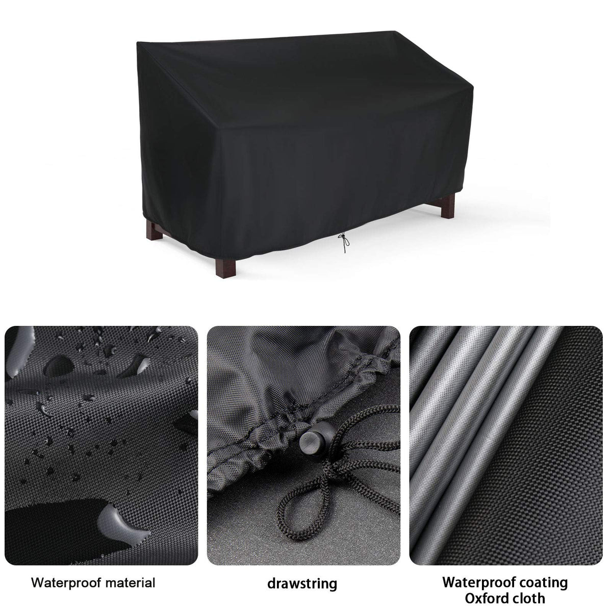 64" Outdoor Patio Bench Cover for 3 Seat Outside Park Loveseat