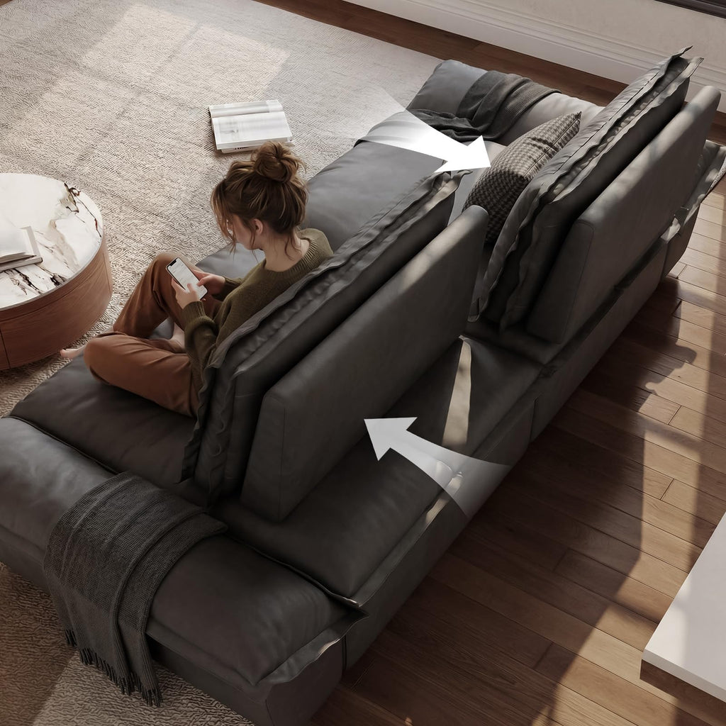 Hudson 141.7'' Oversized Modular Sectional Sofa, 5 Seater, Grey