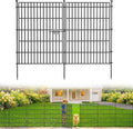 10 Panels No Dig Garden Fence with Gate, 34in(H) × 22.5ft(L) Decorative Metal Outdoor Dog Fence, Rustproof Pet