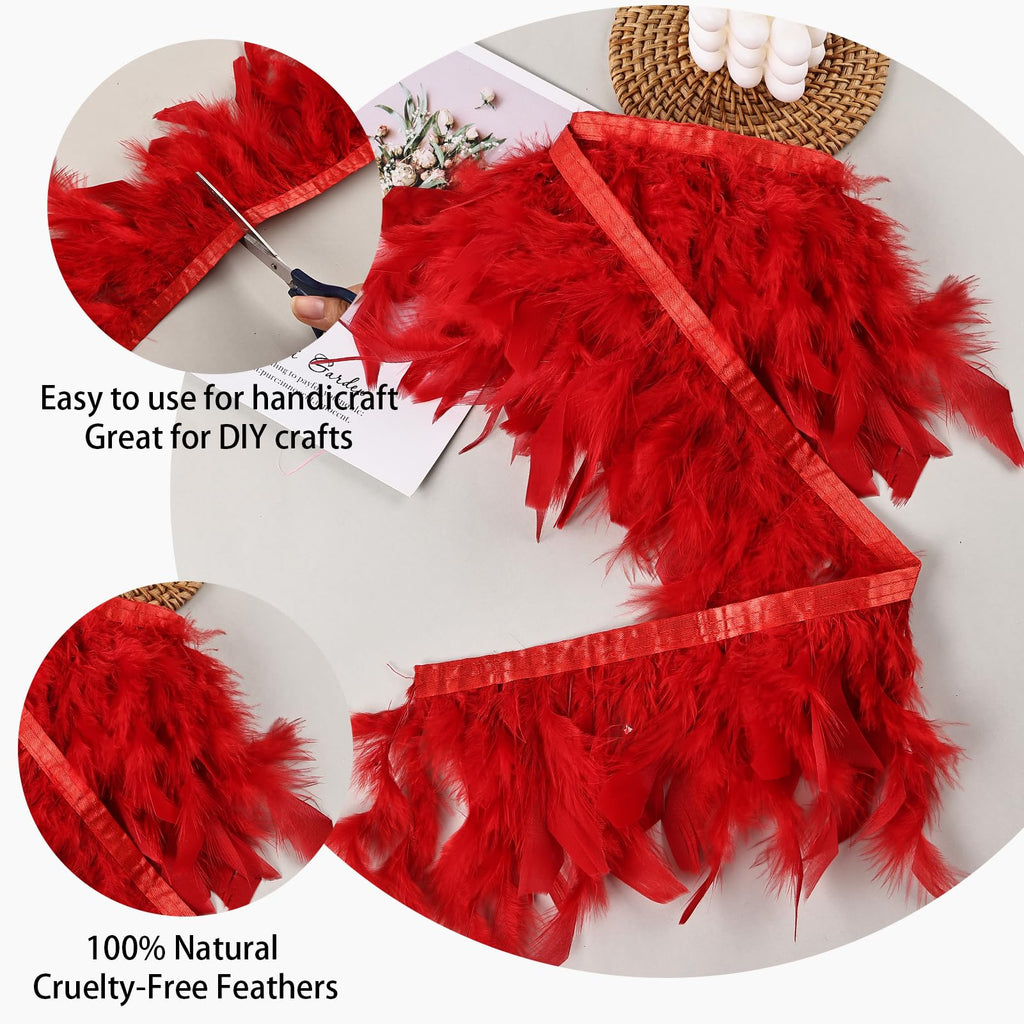 Red Turkey Feathers Trim Fringe 10Yard 4-6inch