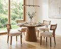Rattan Dining Chairs Set of 4, Mid Century Modern Dining Chair Upholstered Linen Fabric Kitchen Side Chair, Modern