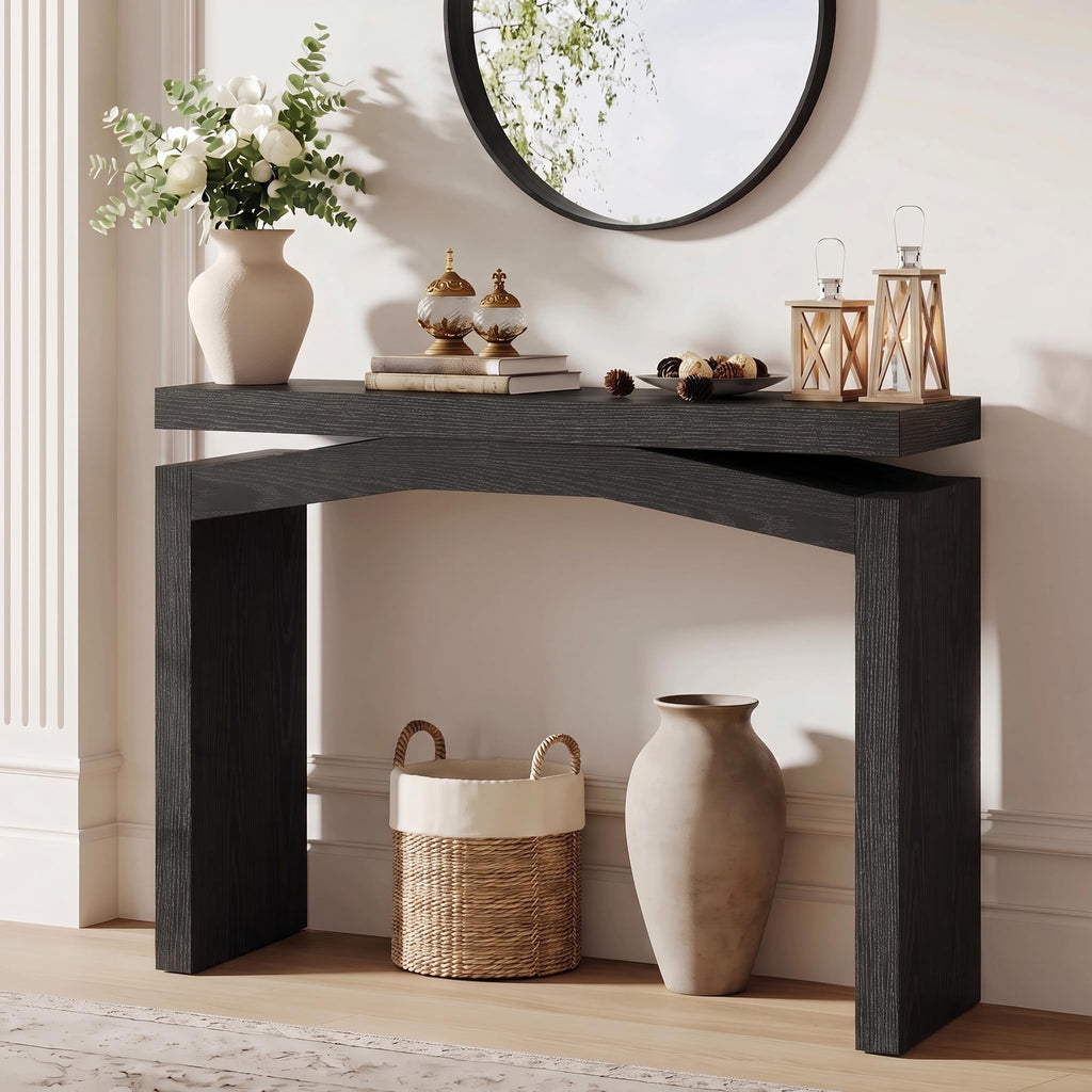 40-Inch Console Table, Farmhouse Sofa Table, Black