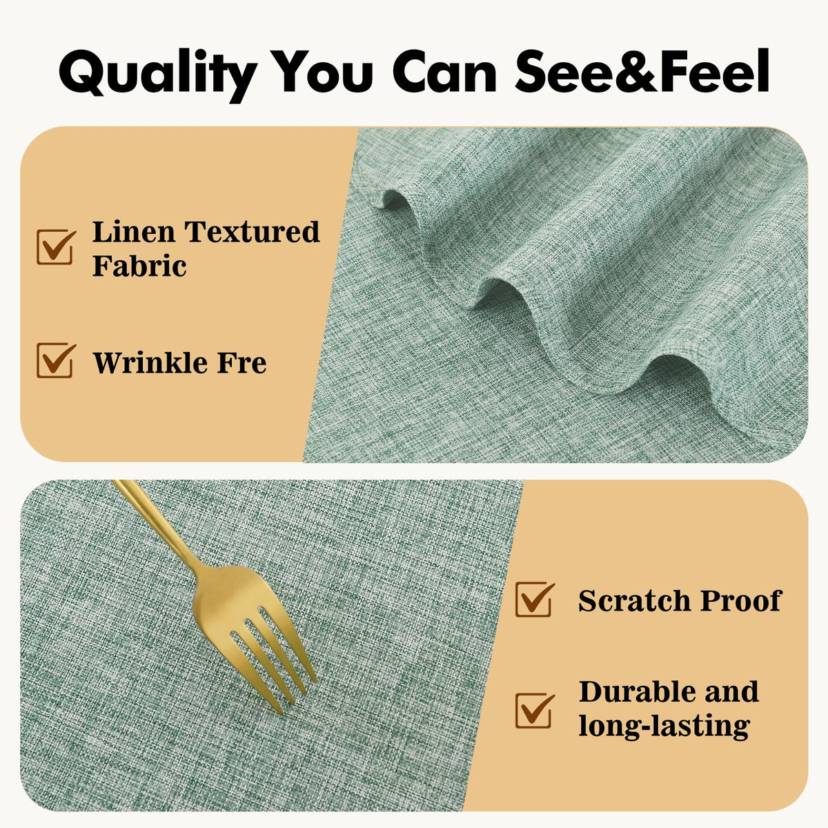 Round Tablecloth Linen Textured Wrinkle Stain Resistant Farmhouse Table Cloth Decorative Fabric, Dining, Party
