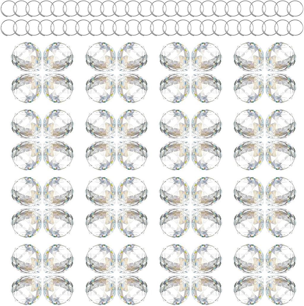 48 Pcs Clear Crystal Ball Prism 20mm Chandeliers Prism Sun Shine Catcher Christmas Crystal Ornaments Rainbow Pendants