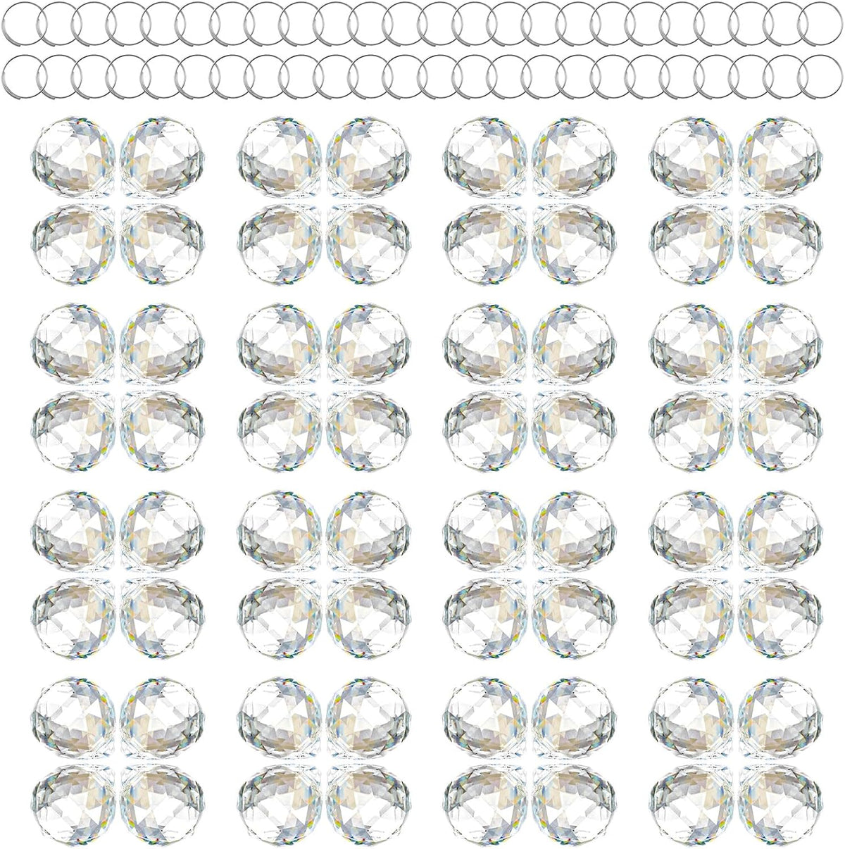 48 Pcs Clear Crystal Ball Prism 20mm Chandeliers Prism Sun Shine Catcher Christmas Crystal Ornaments Rainbow Pendants