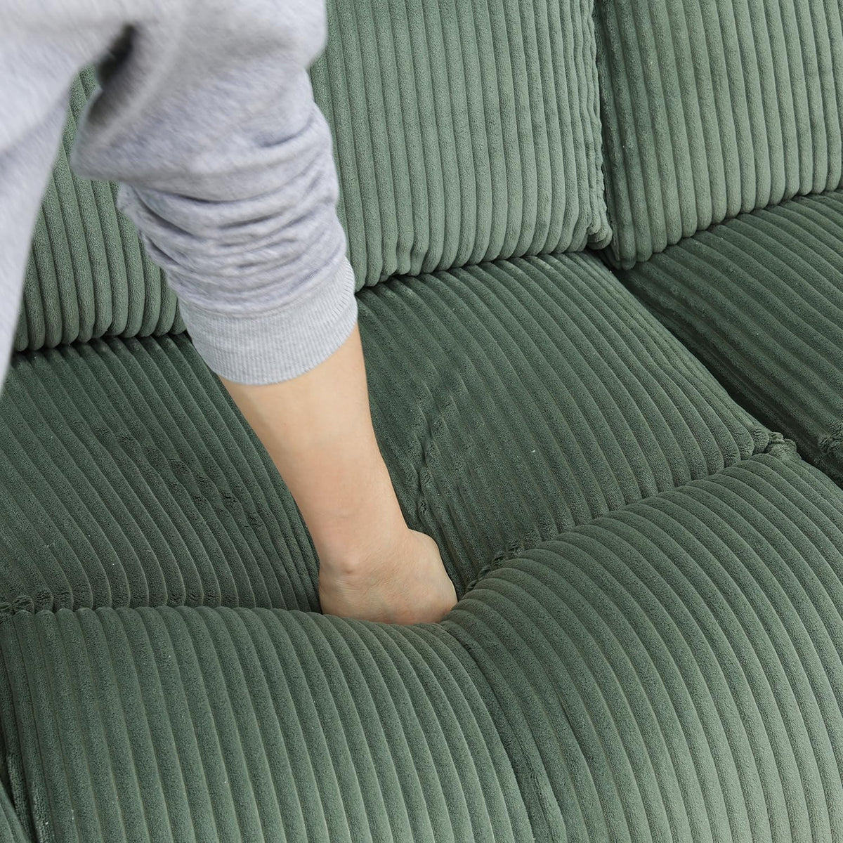 Loveseat Recliner for Reclining Living Room Furniture, Green Corduroy Reclining Loveseat Manual Breathable Fabric