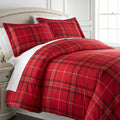 Plaid Duvet Cover Set Easy Care Hotel Quality Red
