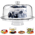Acrylic Cake Stand with Dome Lid, 12.2 Inch 6-in-1 Clear Cake Plate Carrier with Handle, Crystal Display Holder
