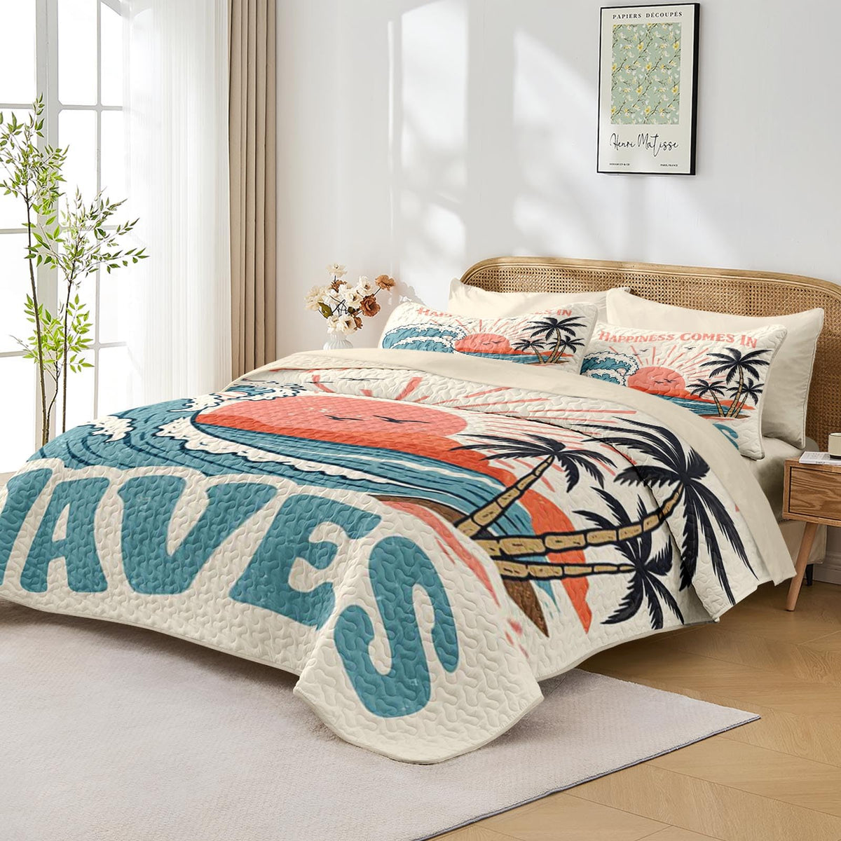 Quilt Set, 7 Pieces Beach Ocean Bedding, Bedspread