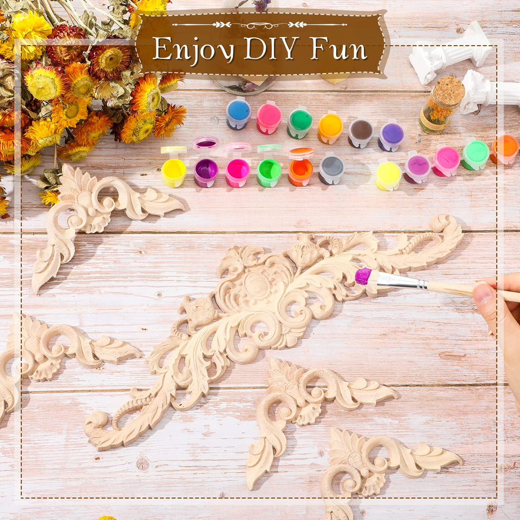 10 Pieces Decorative Wood Onlays and Appliques for Furniture - DIY Carved Trim Appliques for Bed, Door, Cabinet