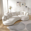 124.8" Boucle Curved Sofa Cloud Couch, Modern Curved Upholstered Sofa with Pillows, 3-Seat Sofa Couch Apartment