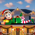 10FT Christmas Inflatable Outdoor Decoration, Giant Lying Elf Inflatable Outdoor Built-in LED Lights, Christmas Blow