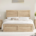 Wood Bed Frame with Headboard and Footboard, Natural, Queen