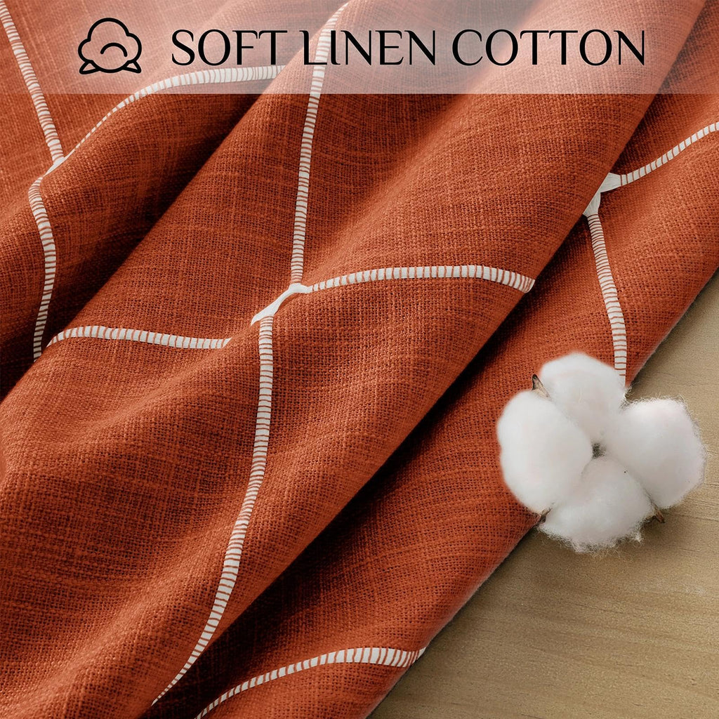 Fall Linen Rectangle Tablecloth with Tassel, 55 x 84 Inch