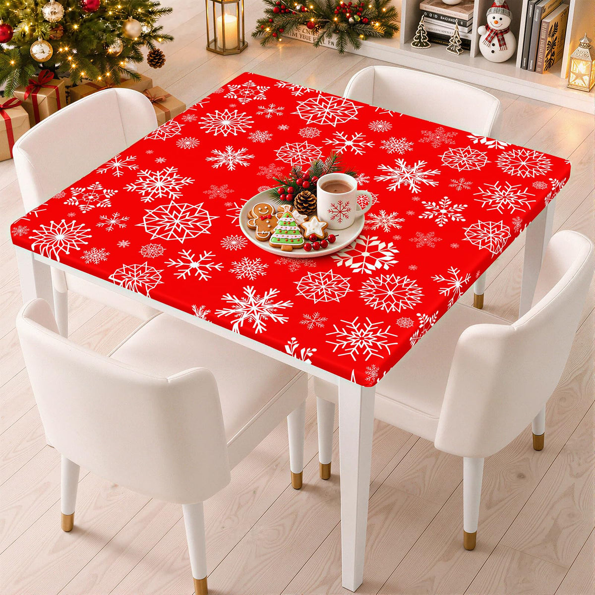 Christmas Table Cloth, Waterproof Plastic Table Cover for 3.5FT Table