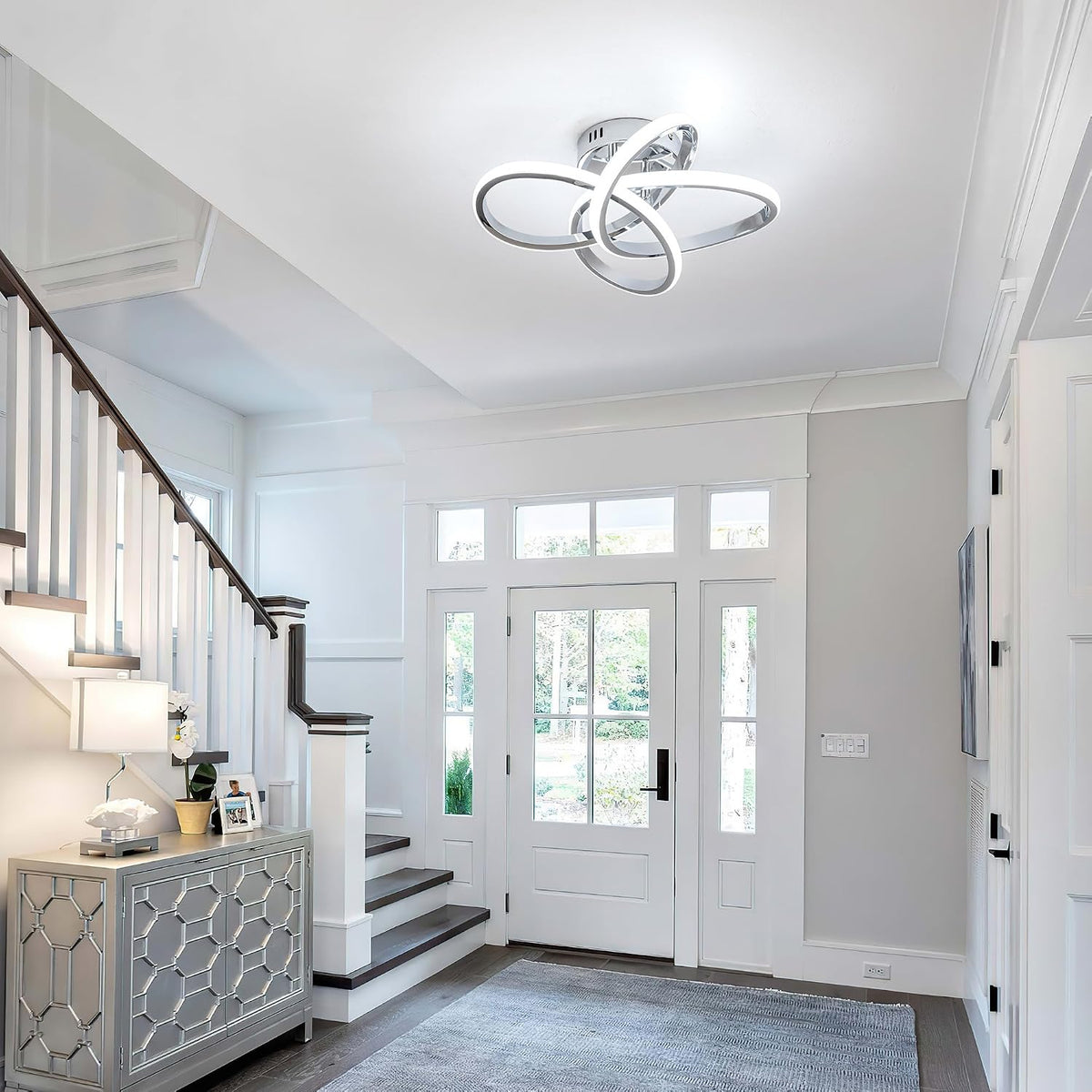 Modern LED Ceiling Light with Remote Control, Stepless Dimming, 3000-6000K Selectable, 36W, Dimmable LED Chandelier
