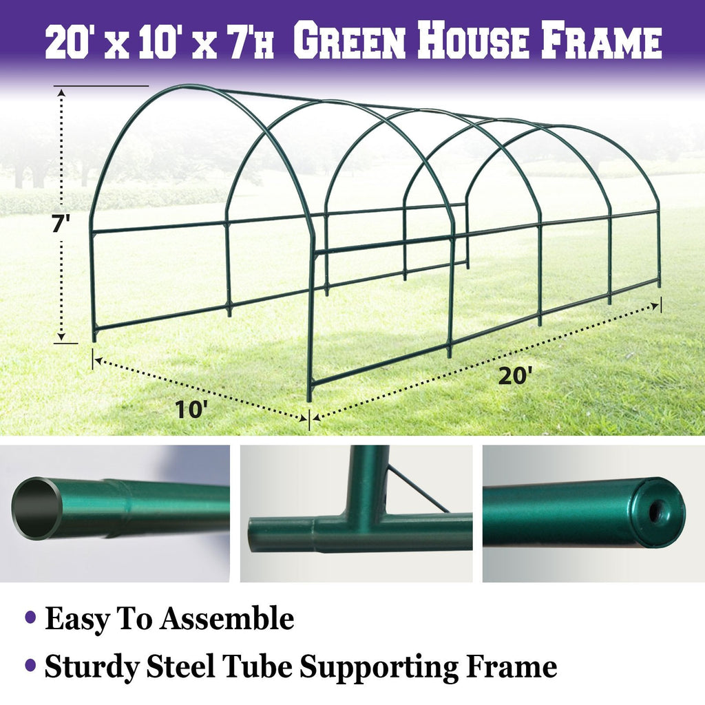 Greenhouse Replacement Frame for 20' X 10' X 7' Larger Hot Garden House, Support Arch Frame Climbing