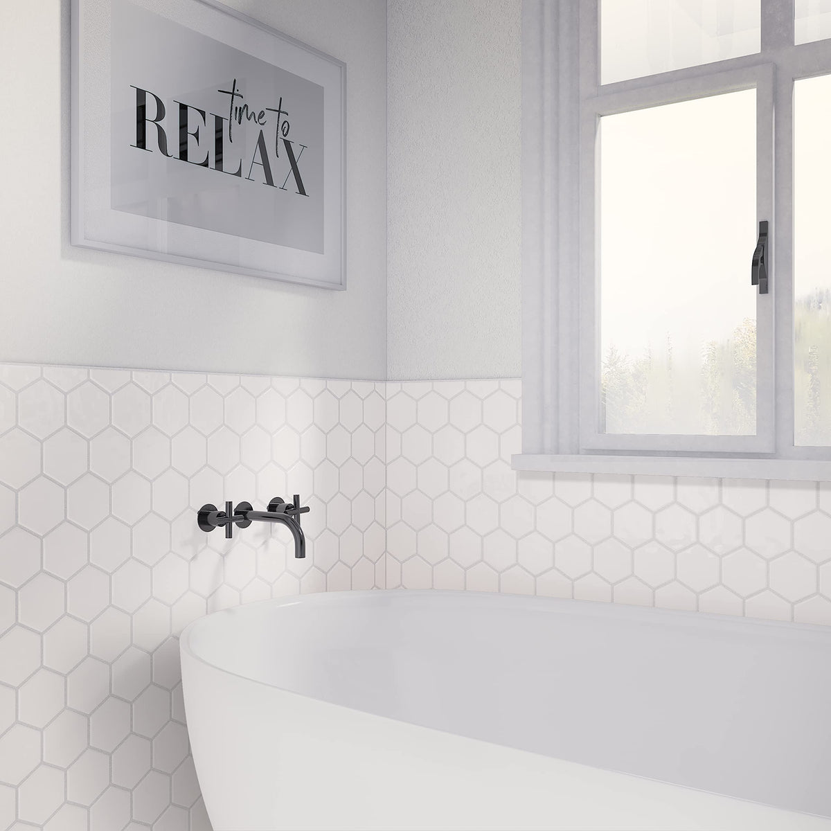 Mesmerist 4" Hexagon Ceramic Wall Tile in Spirit (30 PC Per Carton) (3 SQFT Per Carton )