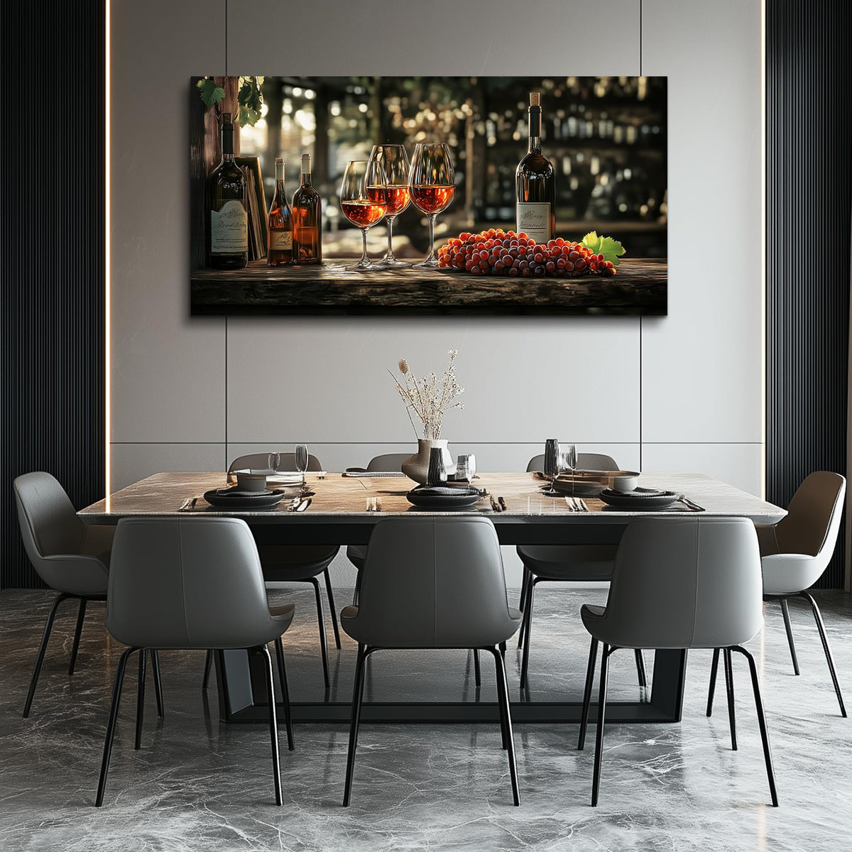 Wall Art Wall Decor Wine Glass Wall Dining Room Painting Still Life Goblet Canvas Wall Pictures Sunrise Sunset