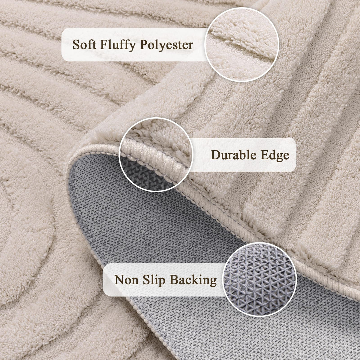Soft Cozy Fluffy Arch High Low Pile Runner Rugs Non Slip Washable Scandinavian Minimalist Area Rug Runner