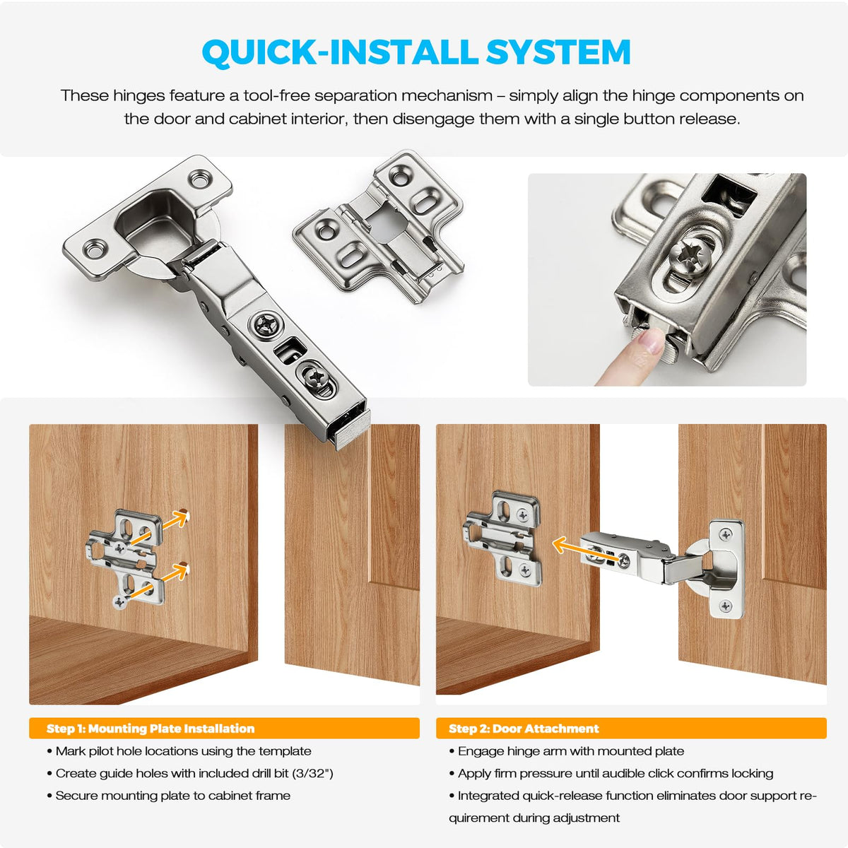 60 Pack 30 Pairs European Half Overlay Soft Close Cabinet Hinges