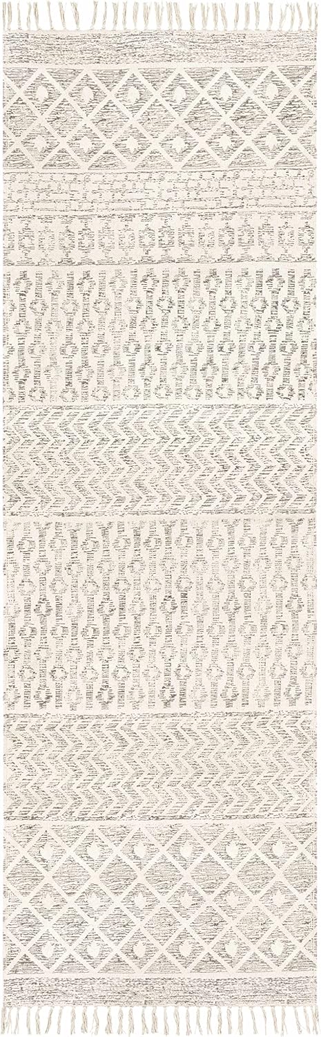 Valyermo Hallway, Kitchen Runner Rug - Geometric Diamond Striped Chevron Trellis - Bohemian Transitional Boho