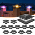 Solar Post Cap Lights with 8 RGB Solid Colors & Multicolor Flow - 12 Pack 6x6 Post Cap Solar Light, IP65 Waterproof