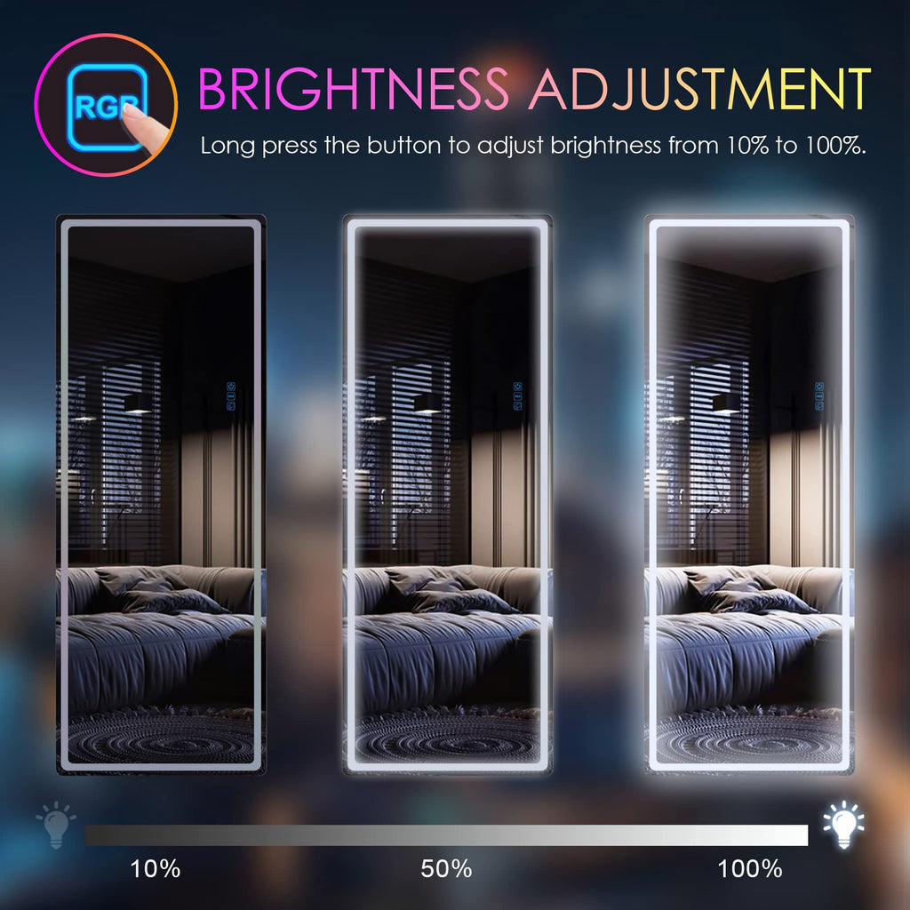RGB Full Length Mirror with Lights, 63"X22" Full Body Mirror