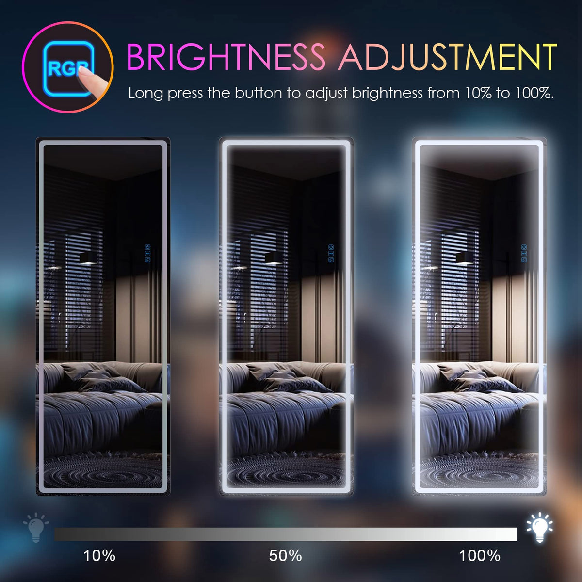 RGB Full Length Mirror with Lights, 63"X22" Full Body Mirror