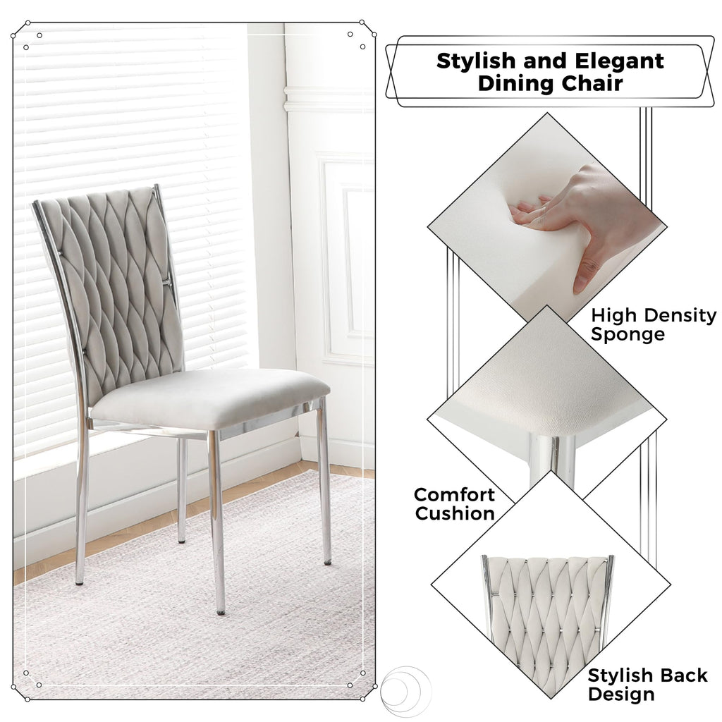 Light Grey Velvet Dining Chairs Set of 4