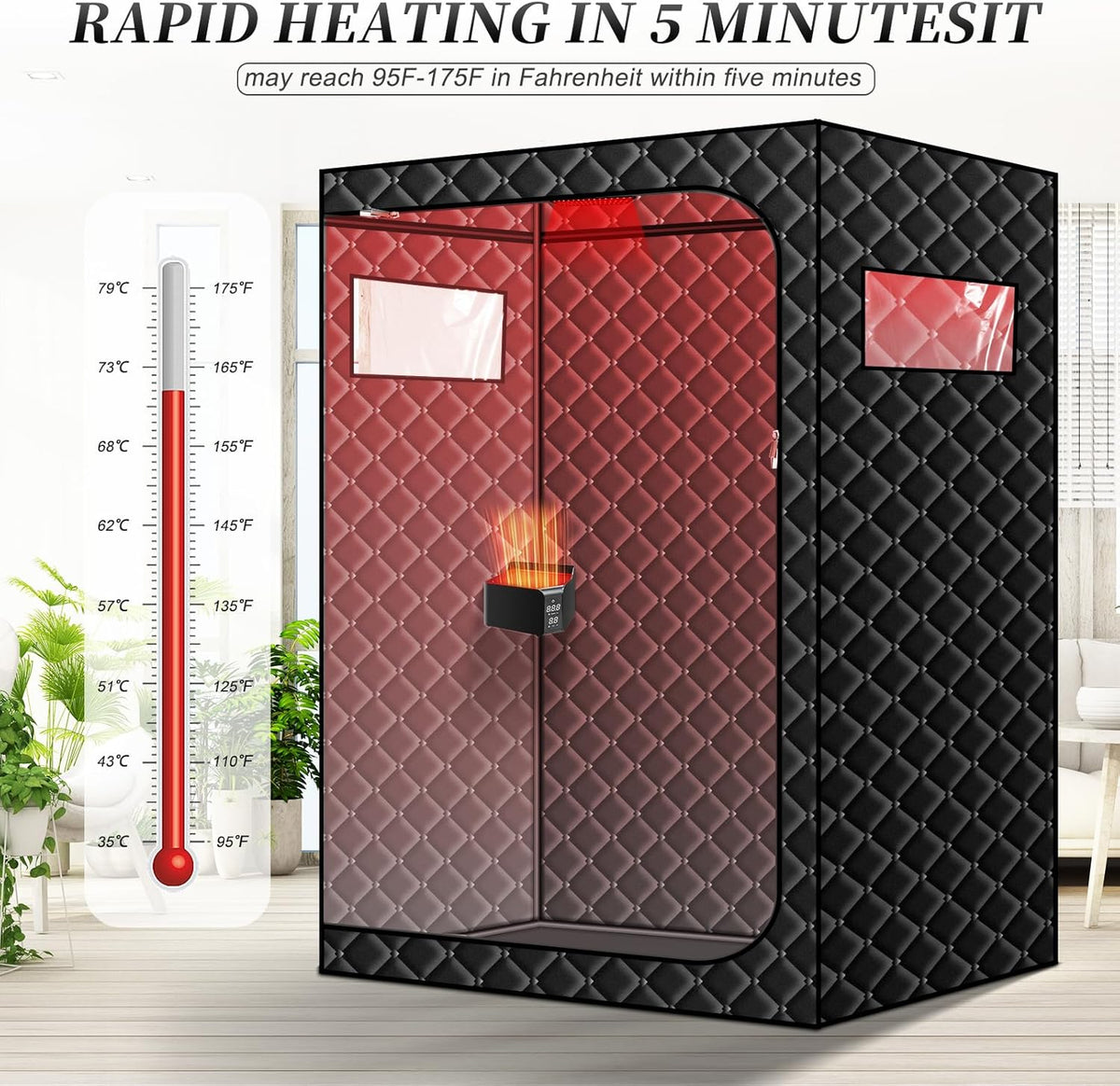 Upgraded Hot Air Sauna, 1 or 2 Person Sauna Tent, 1500W & 159°F Portable Dry Wind Saunas, with 660nm Red Light
