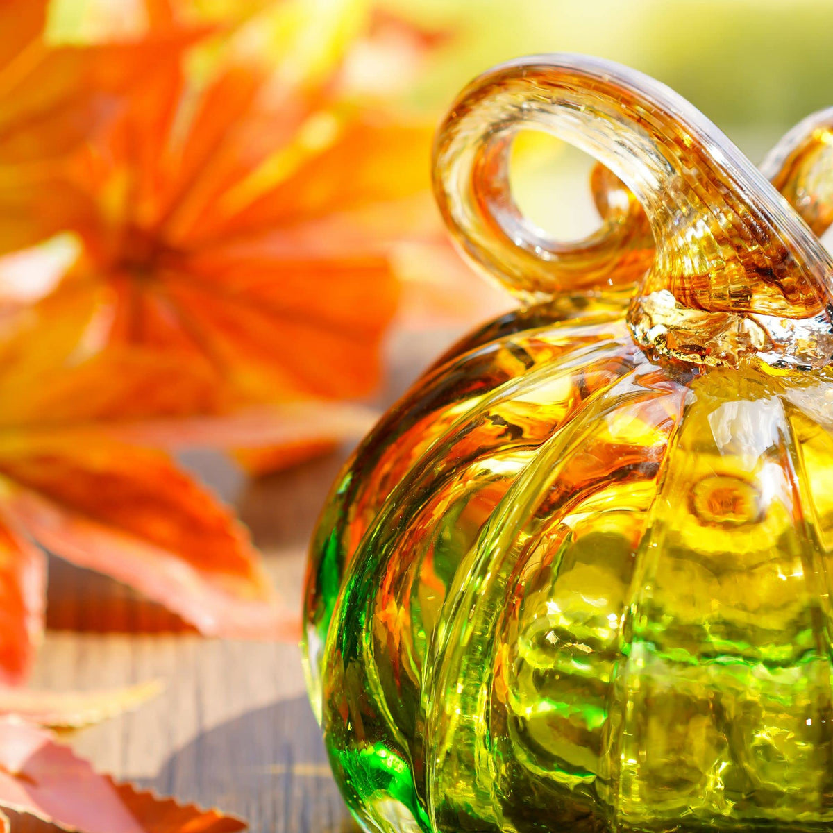 5 Inch Hand Blown Glass Pumpkin Figurines for Decorating Fall Decor