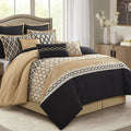 King Size Comforter Set, Black Gold, 10 Piece Bed in a Bag for All Seasons, Luxury Extreme Comfort Bedding Sets with