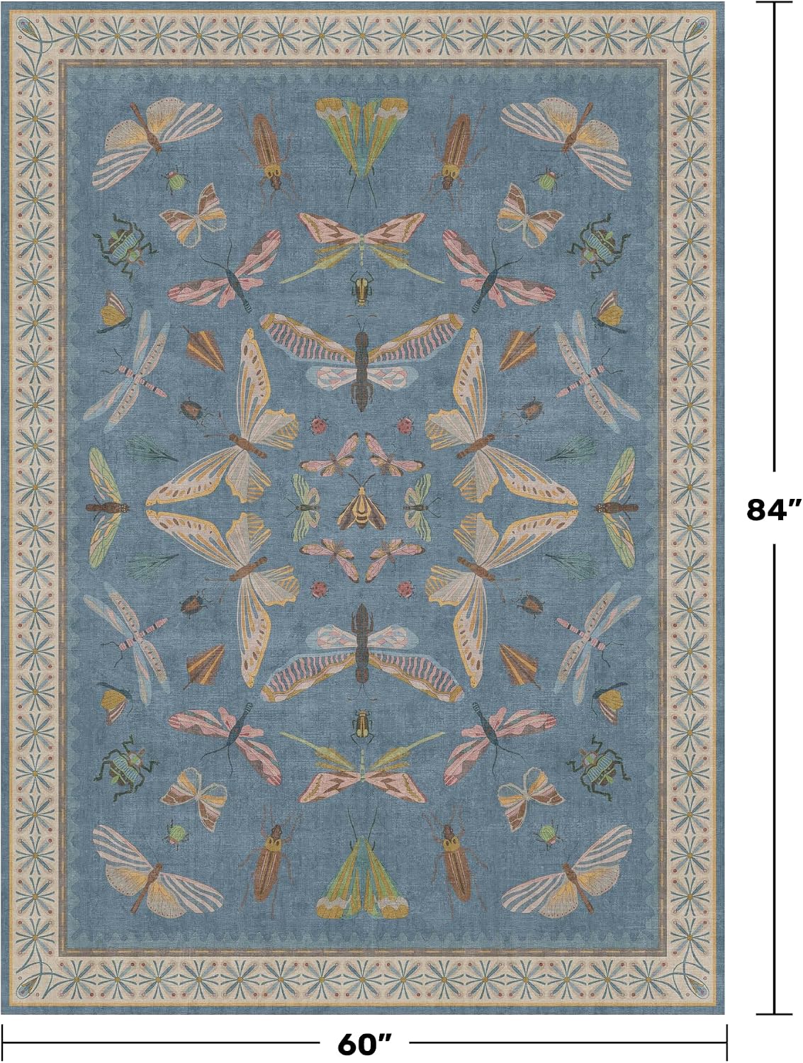 Blue Washable Kids Playroom Rug - Area Rugs Baby Boy, Bedroom, Living Room, Toddler Boy Room Decor, Cute Animals