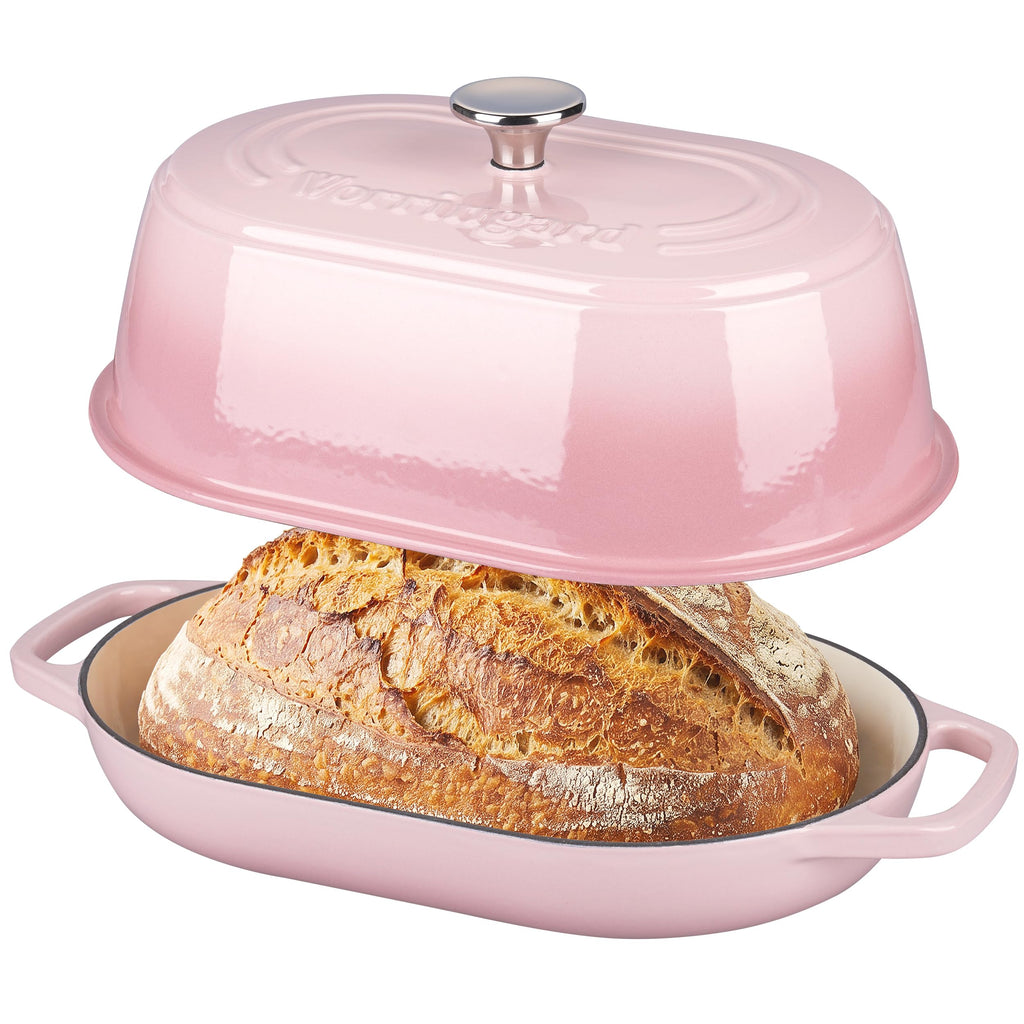 Enameled Cast Iron Dutch Oven Pot with Dome Lid, Oval Bread Oven made Sourdough Bread Baking, Oven Safe up to 500°F