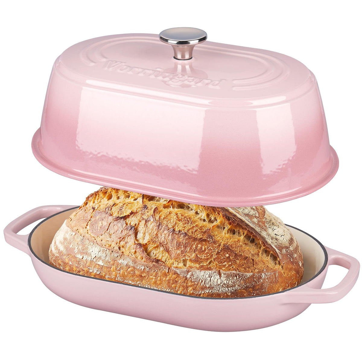 Enameled Cast Iron Dutch Oven Pot with Dome Lid, Oval Bread Oven made Sourdough Bread Baking, Oven Safe up to 500°F