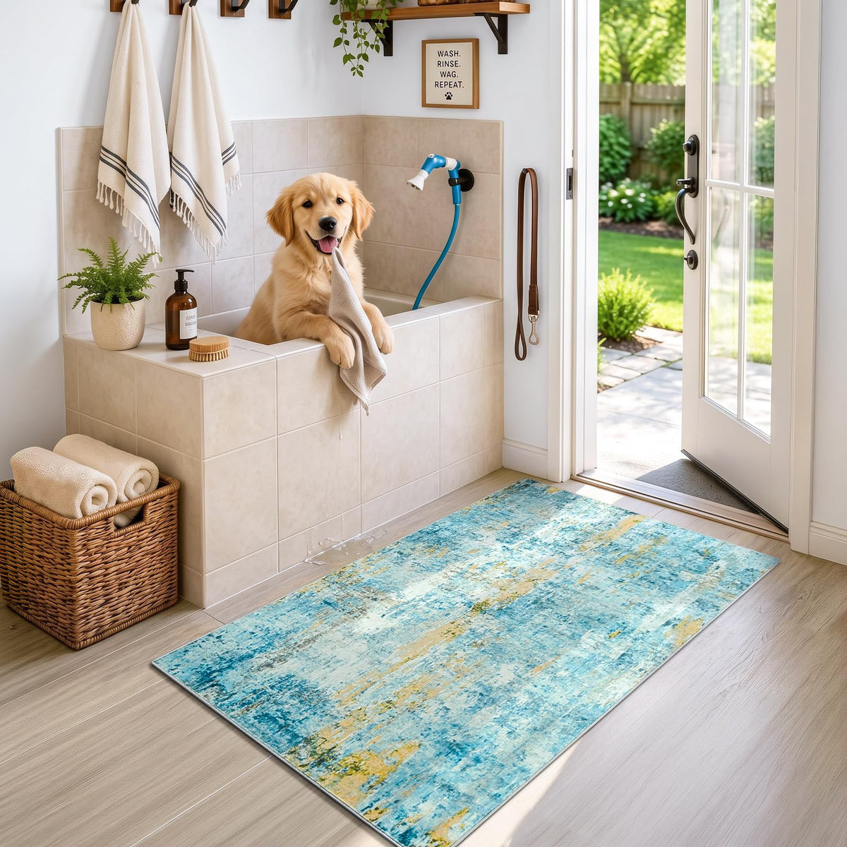 2x5 Teal Blue Rug Runners s Kitchen Runner Rug Non Slip Washable Black Long Runner Rugs with Rubber Backing Soft