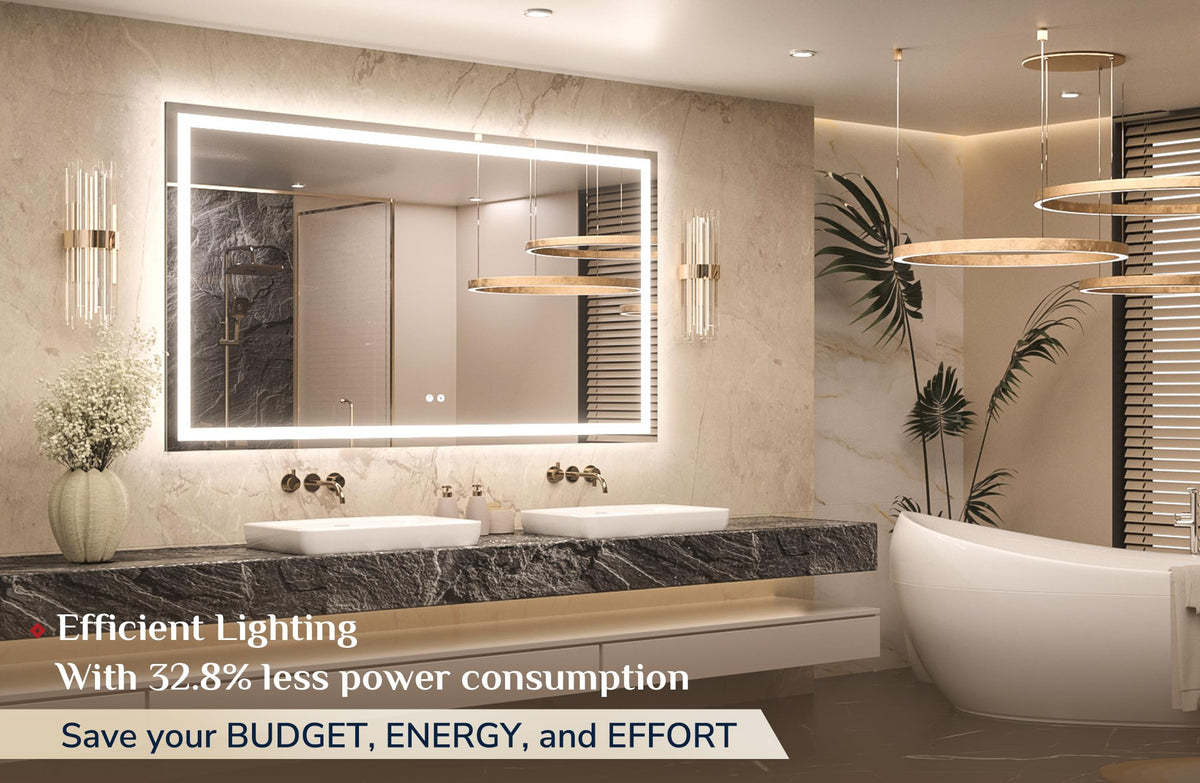 60x36 Inch LED Bathroom Mirror with Lights, Frontlit & Backlit