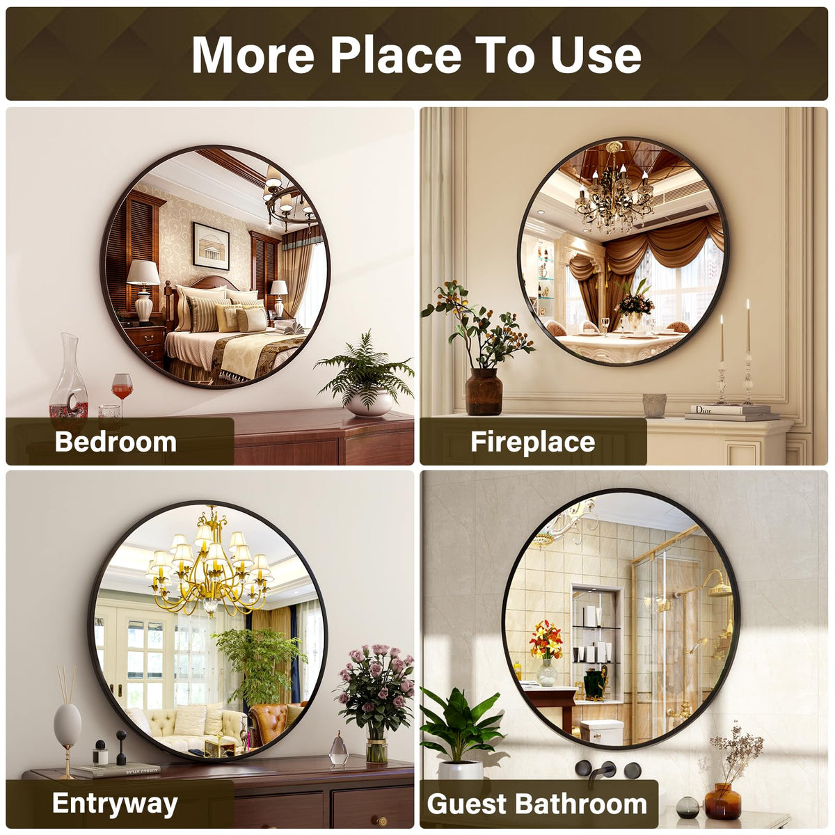 30 Inch Round Mirror-Black Circle Mirrors