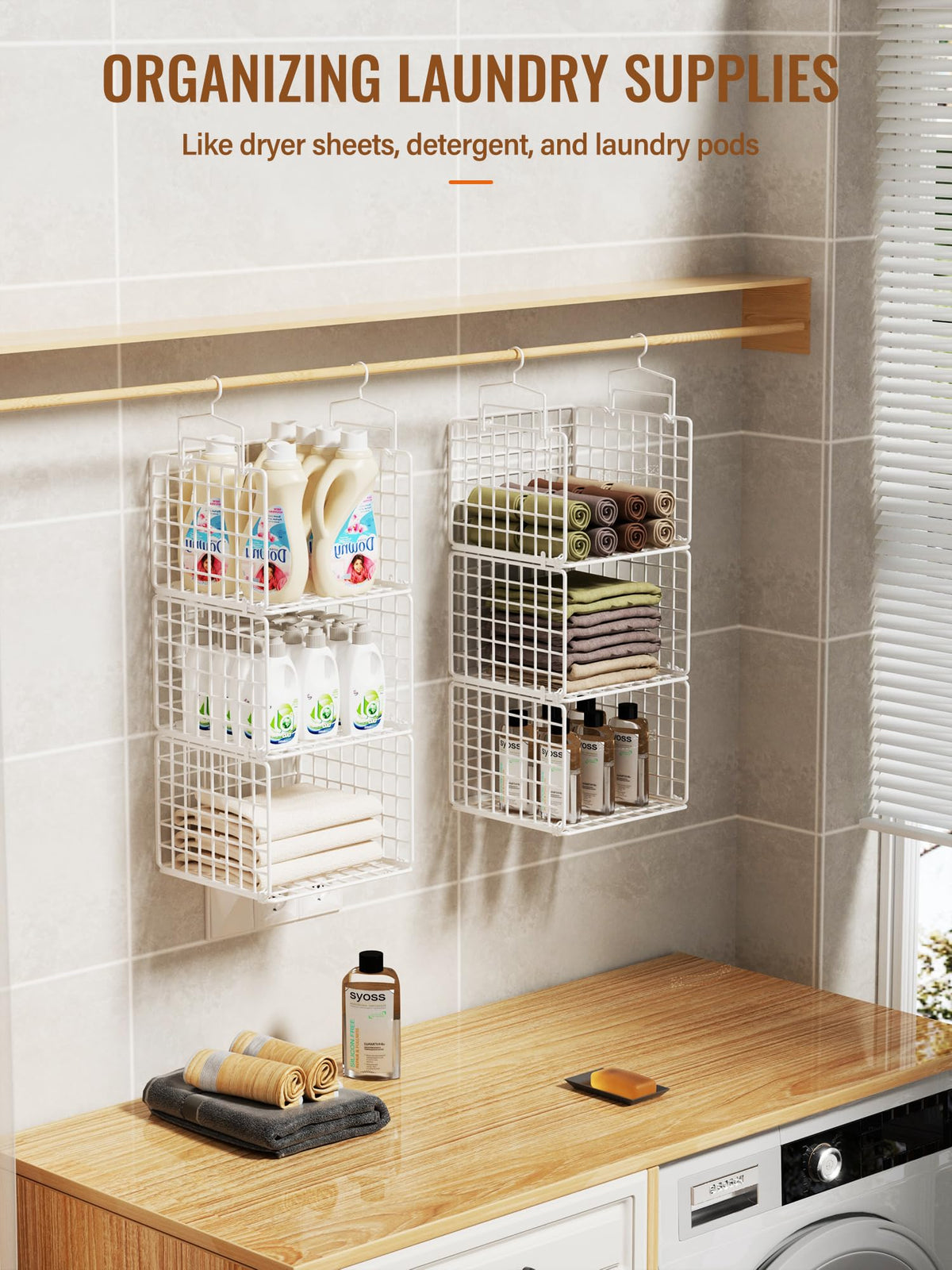 6 Tier Closet Hanging Organizer, Metal Closet Organizers and Storage with 4 Hanging Hooks 4 S-Hooks for Wardrobe