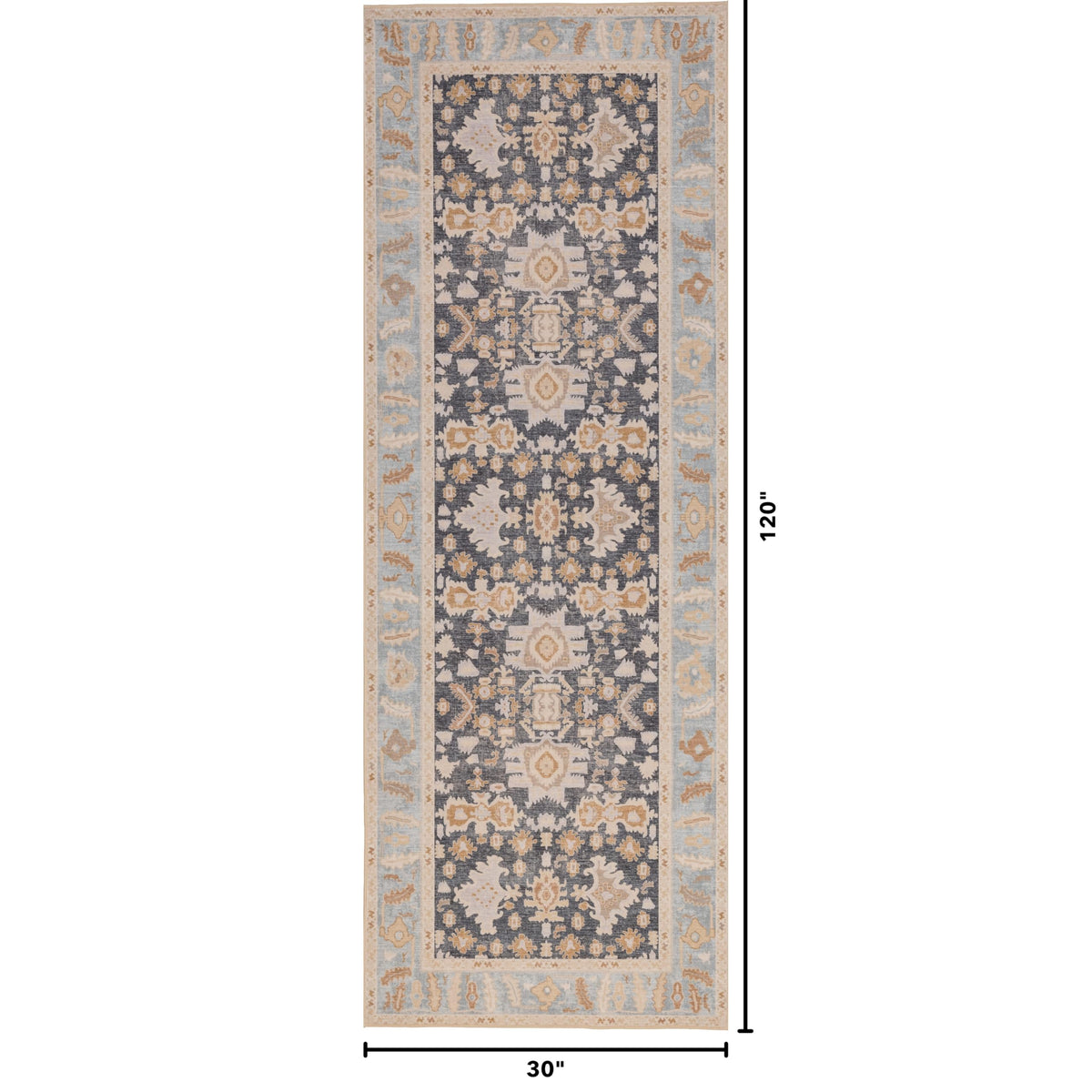 2'6"x10 Runner Rug, Washable Area Rug, Low Pile, Non-Slip Backing