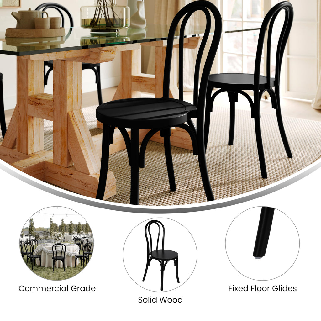 Commercial Grade Wood Stackable Thonet Dining Chair, Black