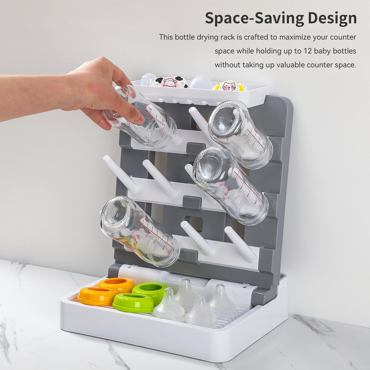 Baby Bottle Drying Rack, Vertical Standing Bottle Dryer Rack Holder-Space Saving Baby Bottle Drying Rack for