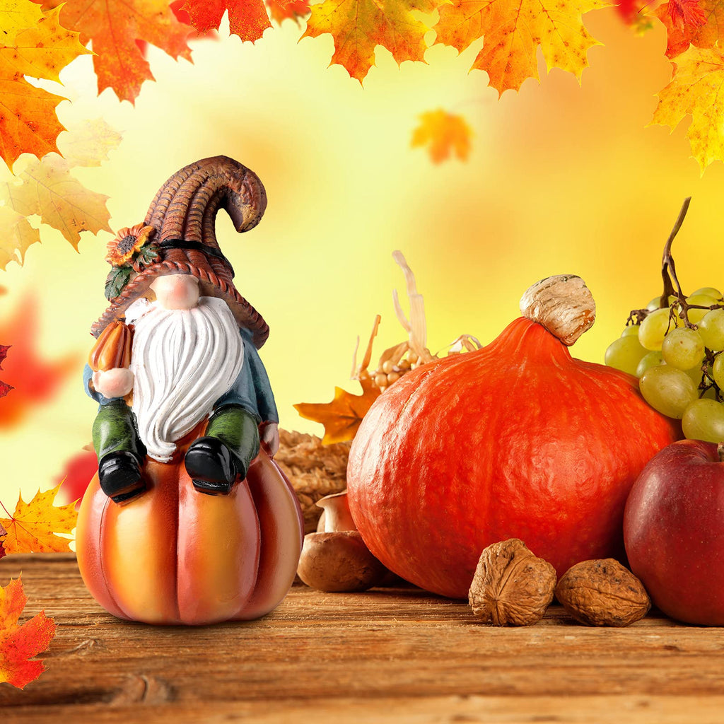 Fall Thanksgiving Gnomes Figurine Decorations, 6.7", Elegant