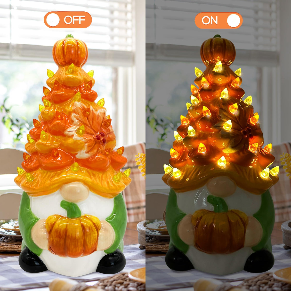 Fall Decorations, Thanksgiving Gnomes Ceramic Tree Decor