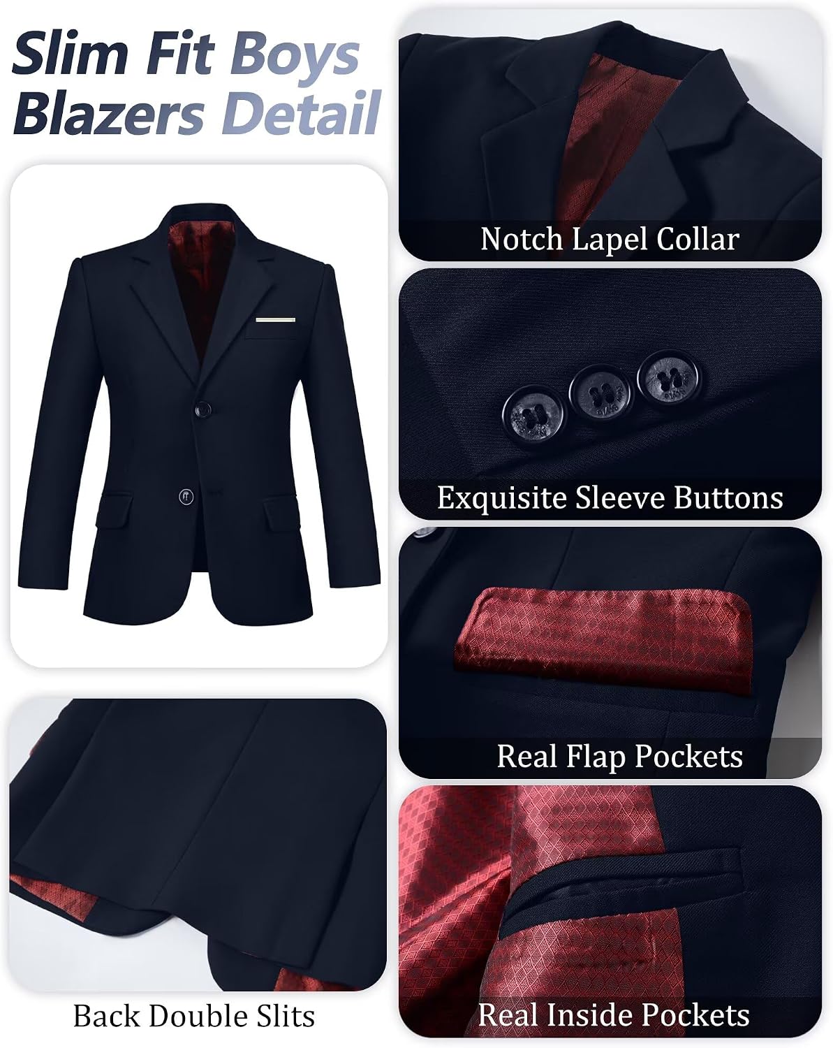 Boys Suit 4 Pieces Slim Fit Set Suits Kids Formal Wedding Tuxedo Outfit