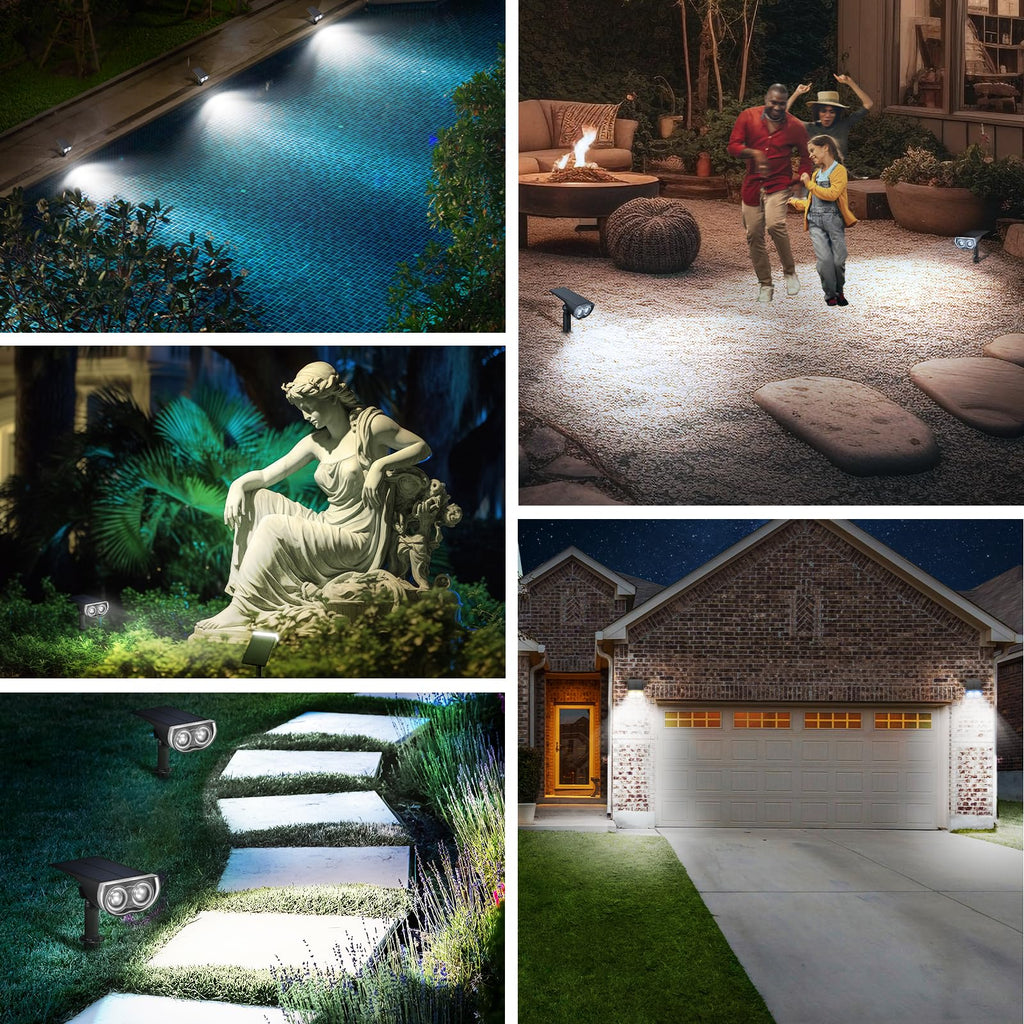 Solar Spotlights Outdoor Waterproof Dusk to Dawn Cool White 6 Pack
