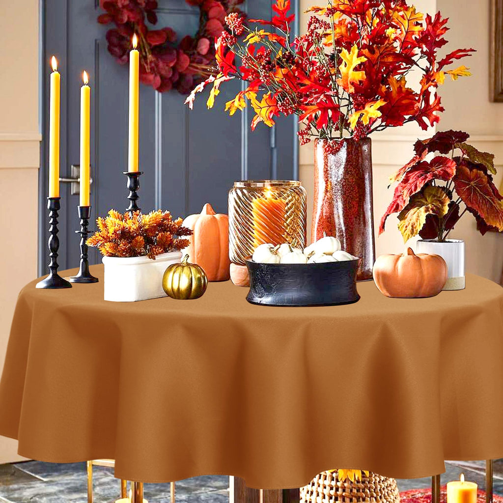 Round Tablecloth 90 Inch Light Brown Fall Table Cloth