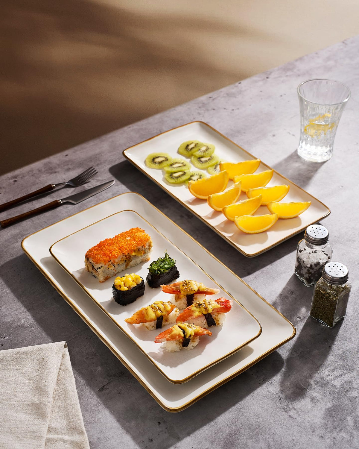 Serving Platters Set of 3 Sizes - Rectangular, Matte White